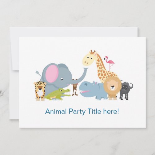 cute cartoon jungle safari animal zoo invite