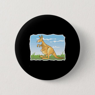 cute cartoon kangaroo and baby button
