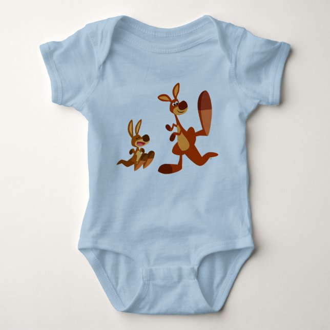 Cute Cartoon Kangaroo Dad and Son Baby Apparel Baby Bodysuit (Front)