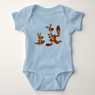 Cute Cartoon Kangaroo Dad and Son Baby Apparel Bodysuit