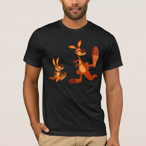 Cute Cartoon Kangaroo Dad and Son T_Shirt