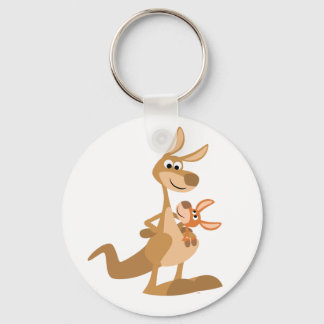 Cute Cartoon Kangaroo Mum and Joey Keychain