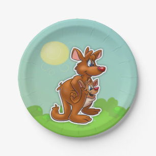 Cute cartoon kangaroo Plate