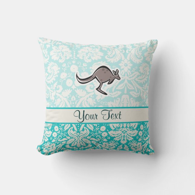 Cute Cartoon Kangaroo Throw Pillow (Front)