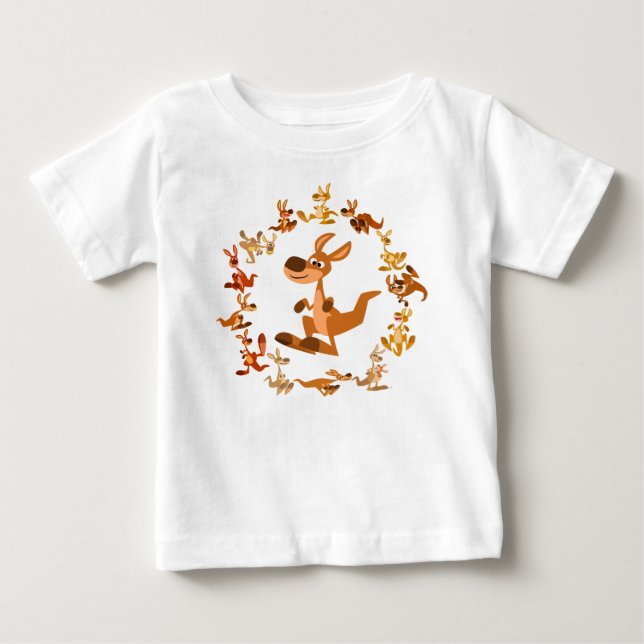 Cute Cartoon Kangaroos Mandala Baby T-Shirt (Front)
