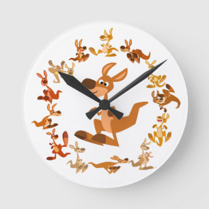 Cute Cartoon Kangaroos Mandala Wall Clock