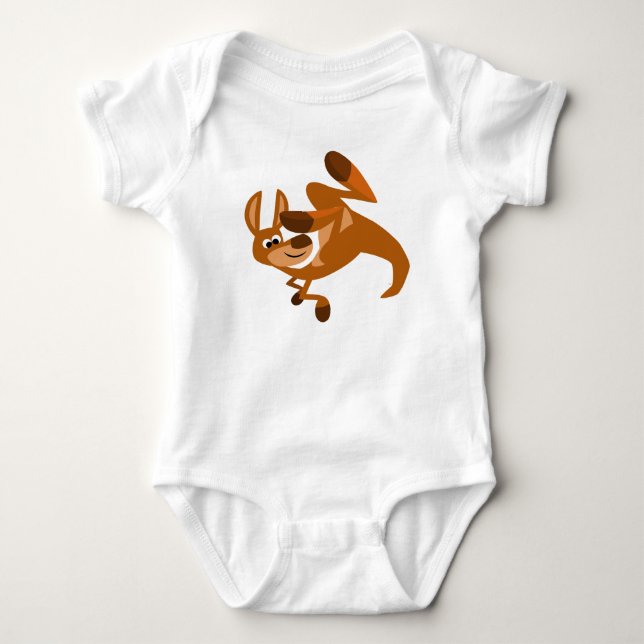 Cute Cartoon Kangaroo's Somersault Baby Bodysuit (Front)