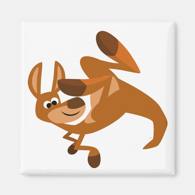Cute Cartoon Kangaroo's Somersault Magnet (Front)