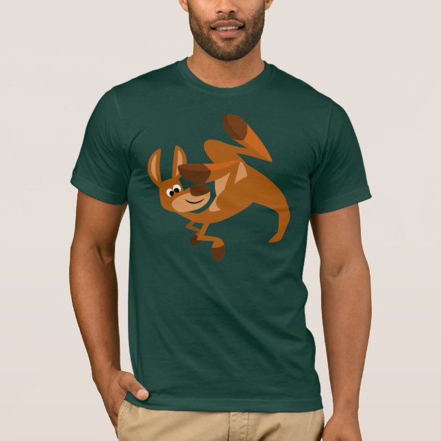 Cute Cartoon Kangaroo's Somersault T-Shirt (Front)