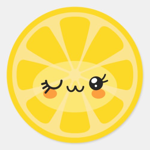 Cute Cartoon Kawaii Happy Healthy Citrus Lemon Classic Round Sticker