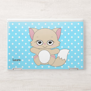 Cute Cartoon Kawaii Kitten on Polka Dots HP Laptop Skin