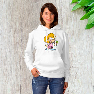 Cute Cartoon Kid Eating Ice Cream Cone Hoodie