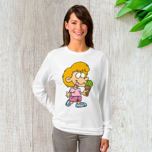 Cute Cartoon Kid Eating Ice Cream Cone T-Shirt