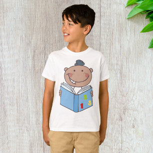 Cute Cartoon Kid Reading a Numbers Book T-Shirt