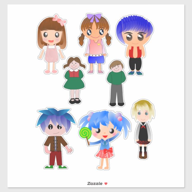 Cute Cartoon Kids Clipart Sticker (Sheet)