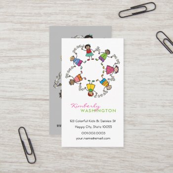 Cute Cartoon Kids Happy Friends Around The World Business Card by fat_fa_tin at Zazzle