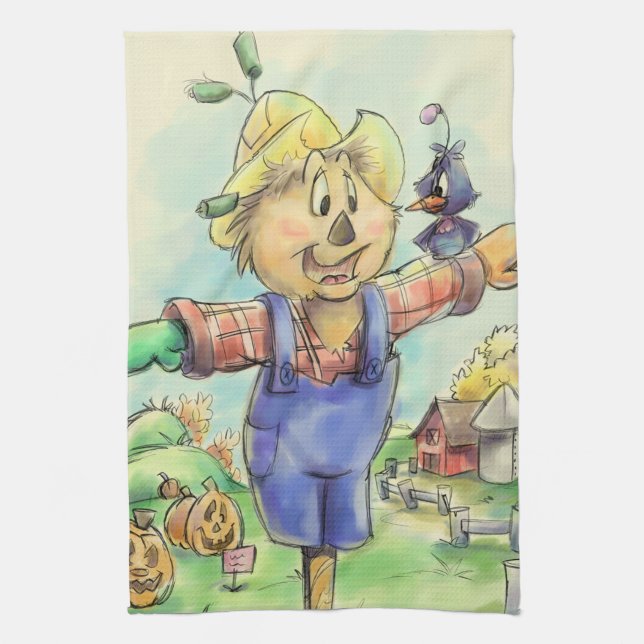 cute cartoon kitchen towel with a scarecrow (Vertical)