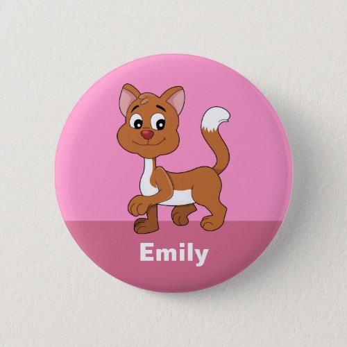 Cute cartoon kitten Button