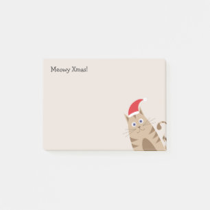 Cute cartoon kitten christmas holidays santa meowy post-it notes