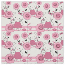 Cute cartoon kitten kids fabric