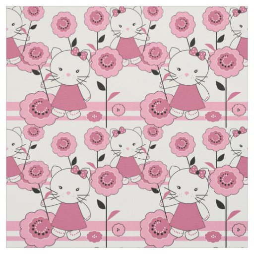 Cute cartoon kitten kids fabric