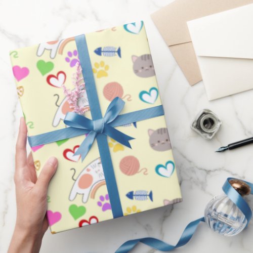 Cute Cartoon  Kittens Pattern Gift Wrapping Paper