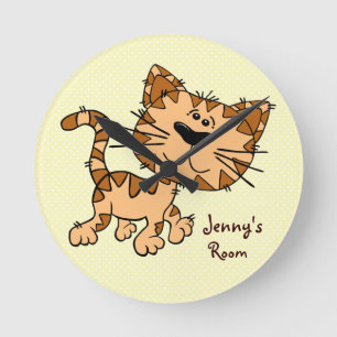 Cute Cartoon Kitty Cat Round Clock