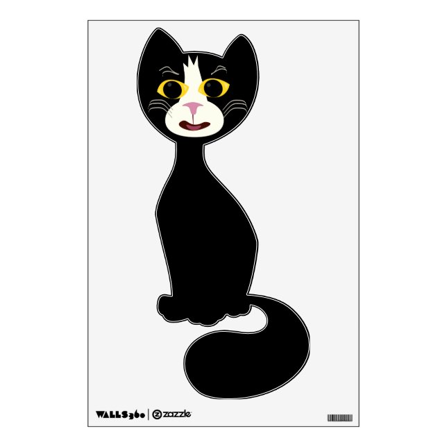 Cute Cartoon Kitty Cat Wall Decal (Front)