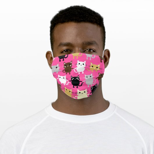 Cute Cartoon Kitty Cats Kids Print Adult Cloth Face Mask (Worn)