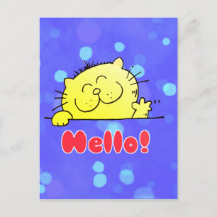Cute Cartoon Kitty Hello Postcard