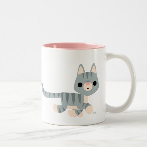 Cute Cartoon Kitty Two_Tone Coffee Mug