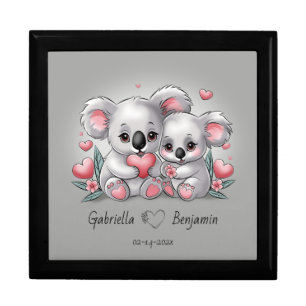 Cute Cartoon Koala Lovers Hearts Valentine’s Day Gift Box