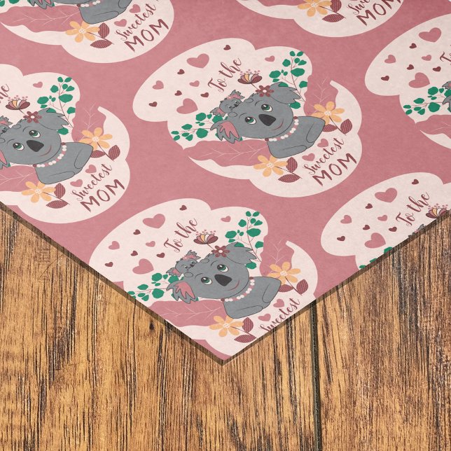 Cute cartoon koala mom and baby pink tissue paper  (Creator Uploaded)