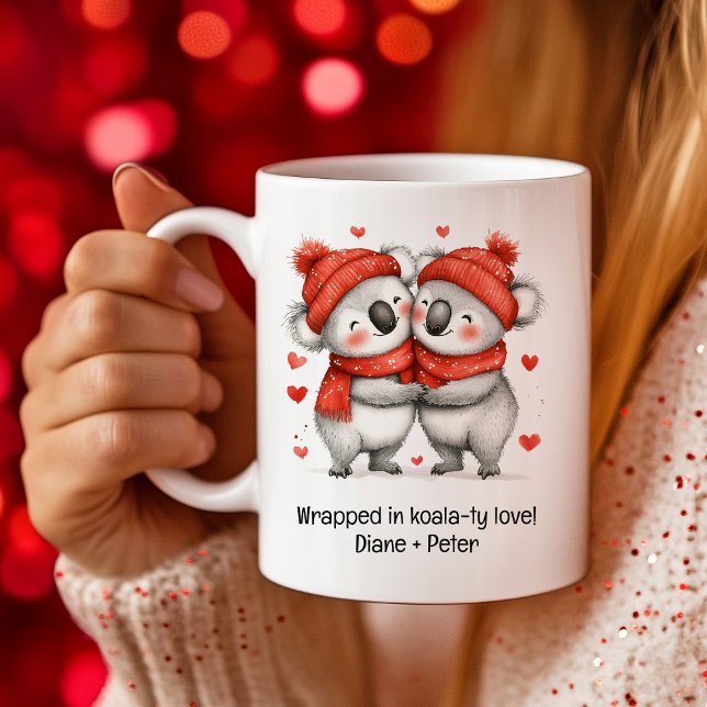Cute cartoon Koalas Love Hearts Valentine Coffee Coffee Mug (Cute cartoon Koalas Love Hearts Valentine Coffee Coffee Mug)