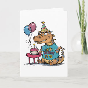 cute cartoon komodo dragon birthday card