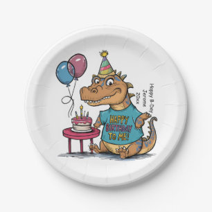 cute cartoon komodo dragon birthday paper plates