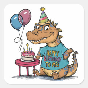 cute cartoon komodo dragon birthday square sticker
