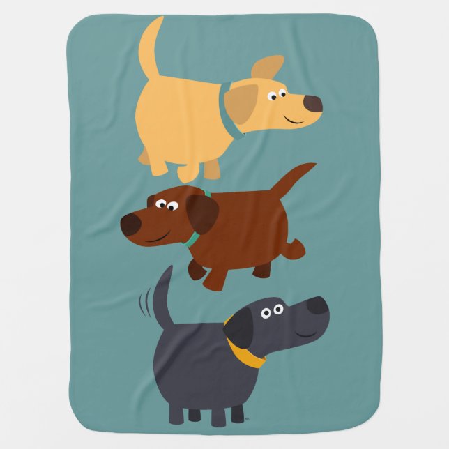 Cute Cartoon Labradors in 3 Flavours Baby Blanket (Front)