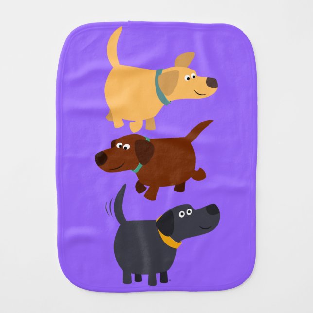 Cute Cartoon Labradors in 3 Flavours Burp Cloth (Front)