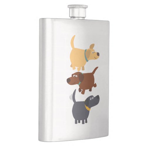 Cute Cartoon Labradors in 3 Flavours Classic Flask