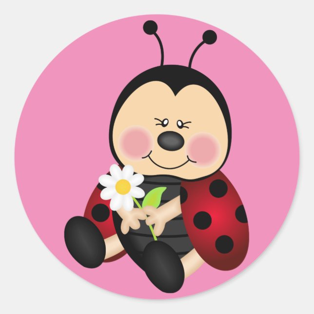 Cute cartoon lady bug classic round sticker (Front)