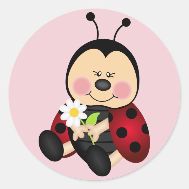 Cute cartoon lady bug classic round sticker (Front)
