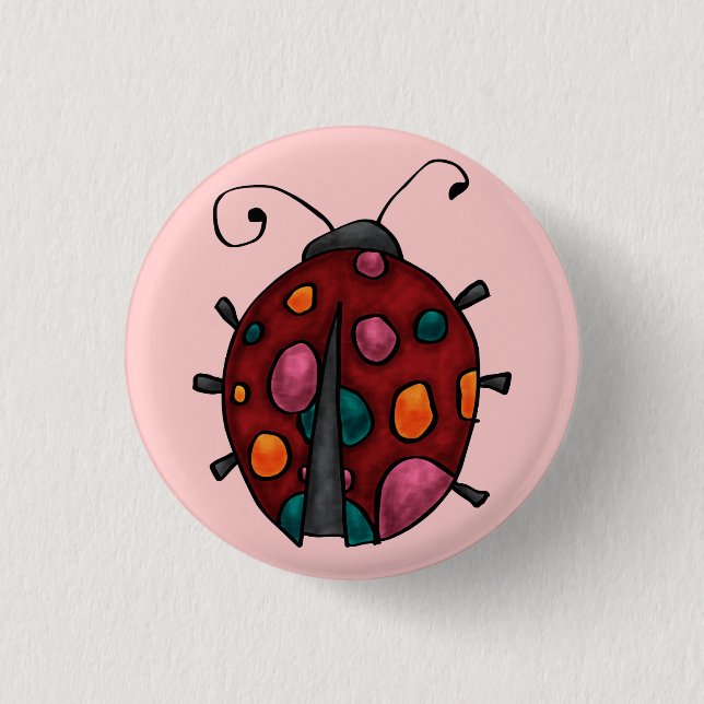 Cute Cartoon Ladybug Button (Front)