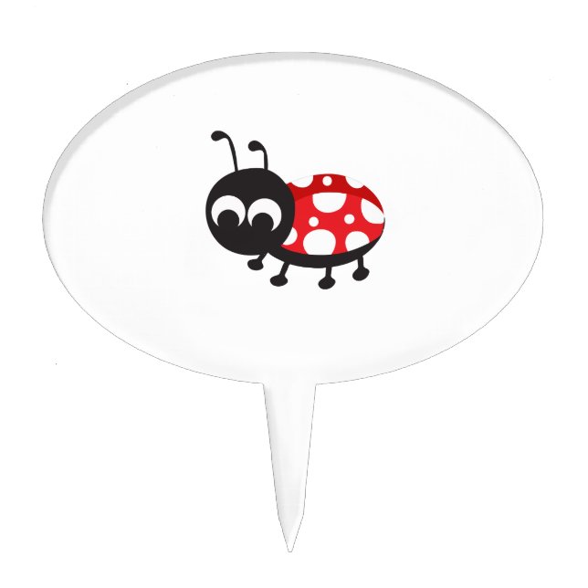 Cute Cartoon Ladybug Cake Topper (Front)