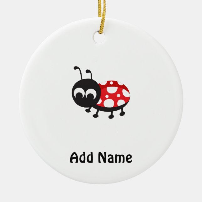 Cute Cartoon Ladybug Ceramic Ornament (Front)