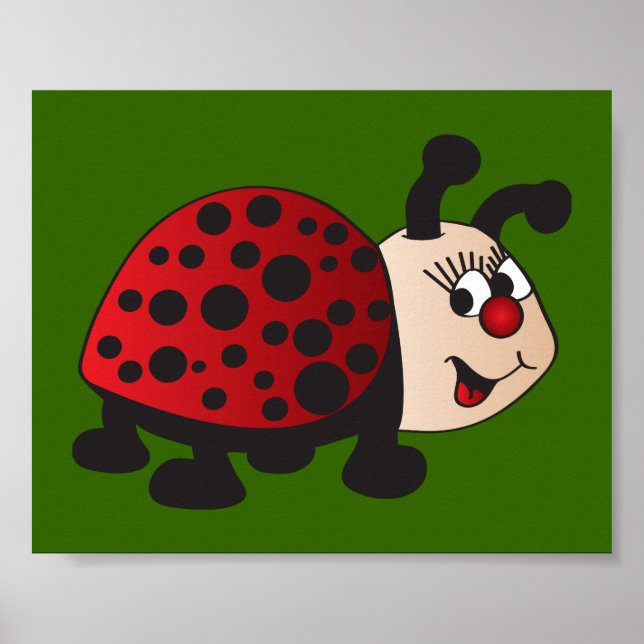 Cute Cartoon Ladybug Poster (Front)