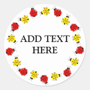 Cute Cartoon Ladybugs In Red And Yellow Classic Round Sticker