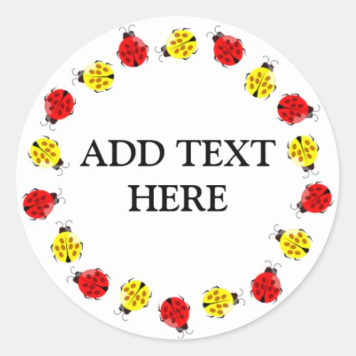 Cute Cartoon Ladybugs In Red And Yellow Classic Round Sticker