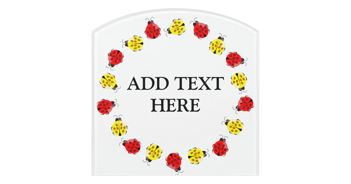 Cute Cartoon Ladybugs In Red And Yellow Door Sign | Zazzle