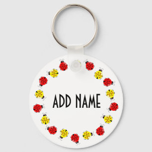 Cute Cartoon Ladybugs In Red And Yellow Keychain